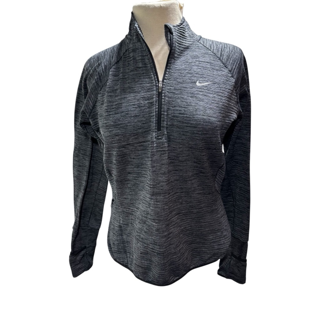 Nike Dri-FIT Element Half Zip Running Top Gray Space Dye Waffle Knit WomenM‎ #61